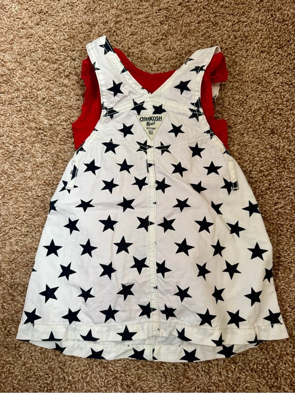 Osh Kosh Star Overalls Jumper Dress Set
